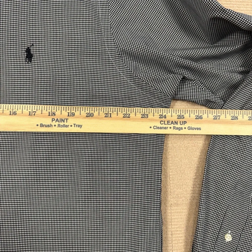 Polo Ralph Lauren Dress Shirt Men 16.5 L Classic Fit Black Gingham Long Sleeve